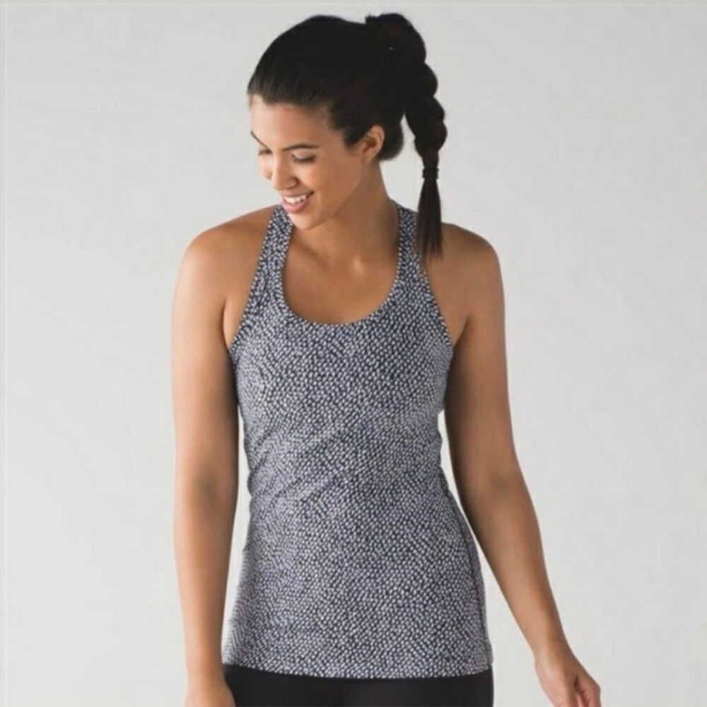Lululemon Cool Racerback II in Frozen Fizz White Black size 6